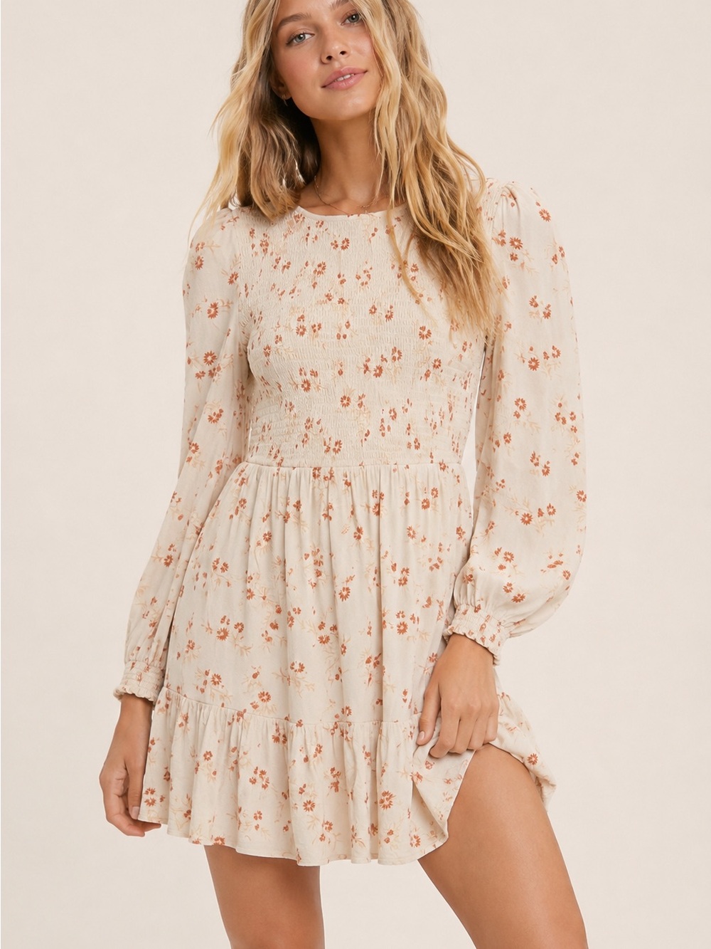 American Eagle Smocked Ruffle Floral Mini Dress - Boho Cottagecore